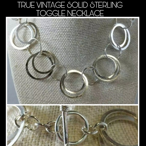 Vintage 925 continuous hoops Sterling silver toggle necklace 32g sterling silver - Picture 9 of 14
